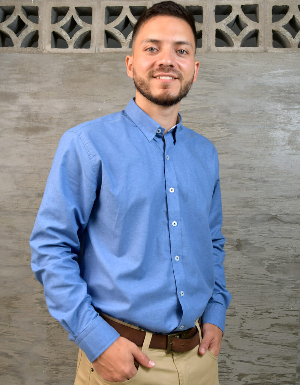 Camisa Oxford Manga Larga Azul Moldería Clásica – Louis Barton