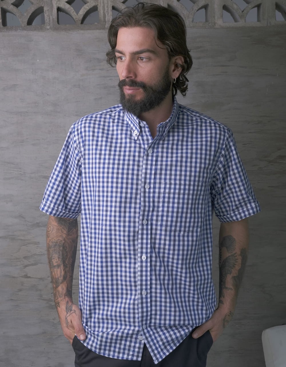 Camisa A Cuadros Azul / Blanco | CAMISAS | CAMISAS | MODA HOMBRE | HOMBRES | Moda RM Tienda Online
