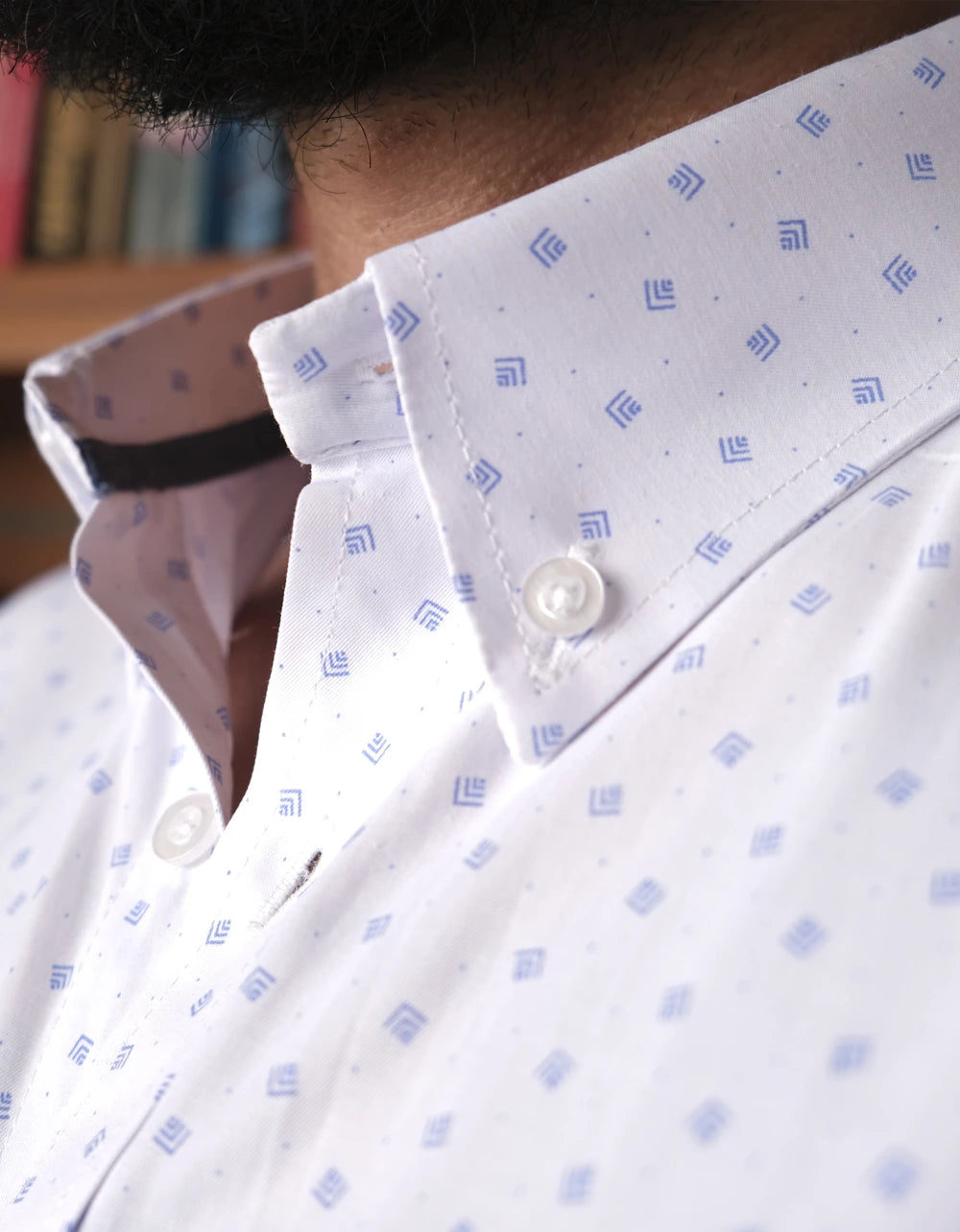 Camisa Manga Larga Blanca Print Geométrico - Moldería informal