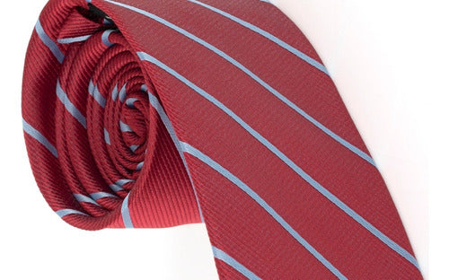 Corbata Semipitillo En Poliester Color Vino Tinto