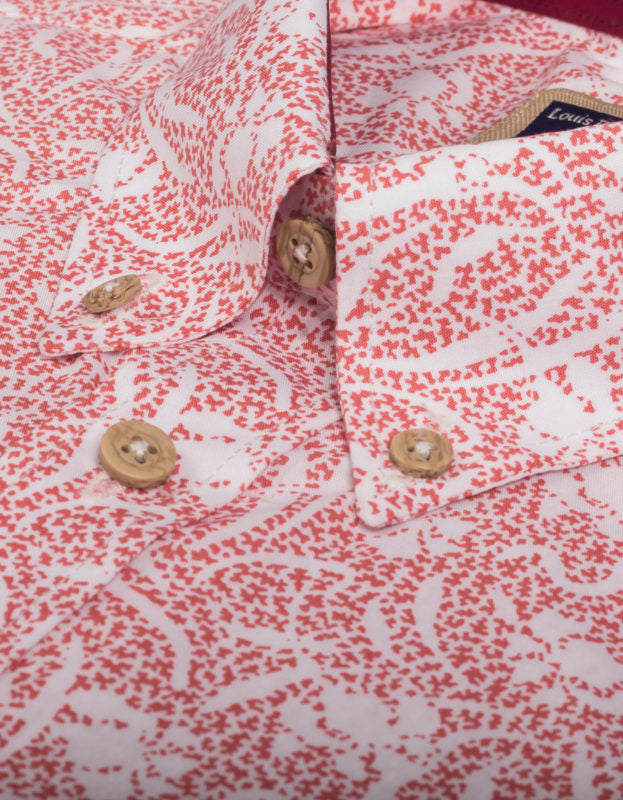 Camisa Manga Corta Salmón Estampado Floral - Moldería informal