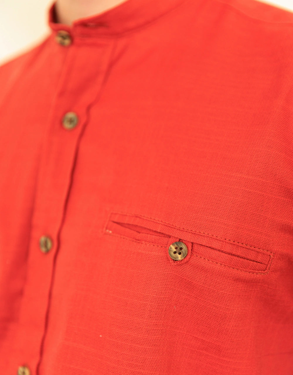 Camisa Manga Larga Terracota Cuello Neru - Moldería slim