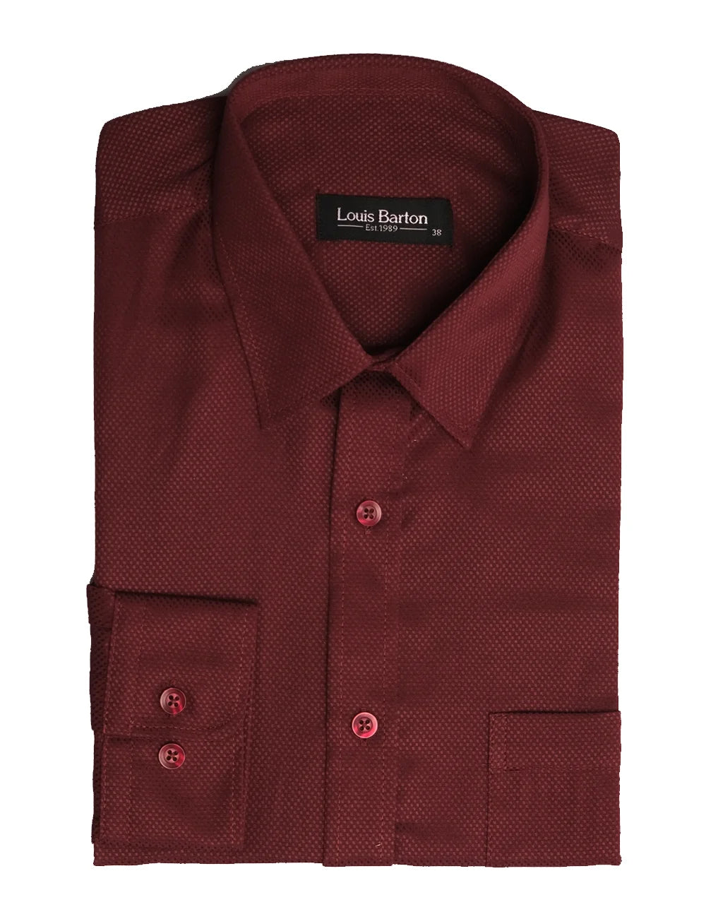 Camisa Manga Larga Vino Tinto Con Textura Cuadros  - Moldería clásica
