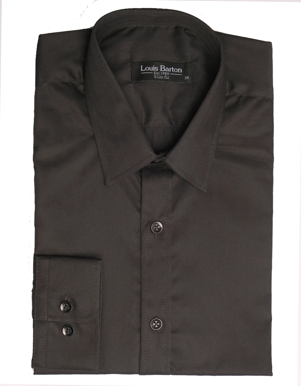 Camisa Manga Larga Negra Textura Espina De Pescado - Moldería slim