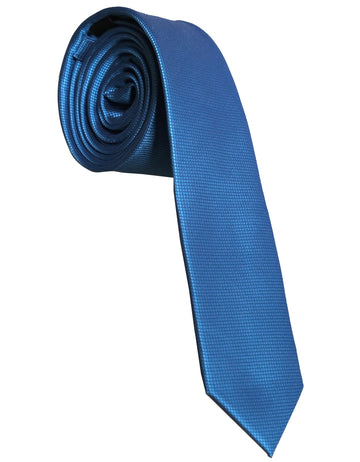 Corbata Pitillo En Poliester Color Azul Textura Cuadros