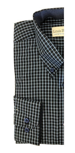 Camisa Manga Larga Cuadros Azul Oscuro Y Azúl Eléctrico - Moldería informal