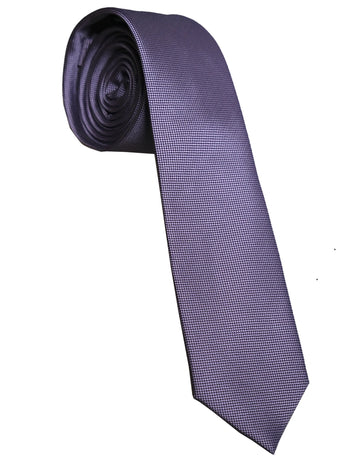 Corbata Pitillo En Poliester Color Morado Textura Cuadros