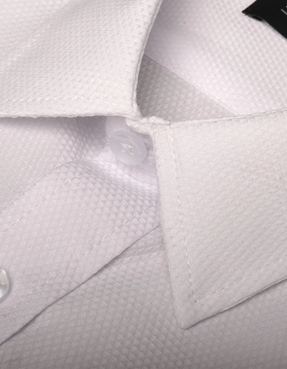 Camisa Manga Larga Blanca Textura Triangulos - Moldería slim