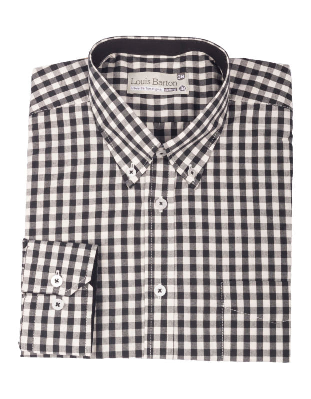 Camisa Manga Larga Cuadros Negros - Moldería informal