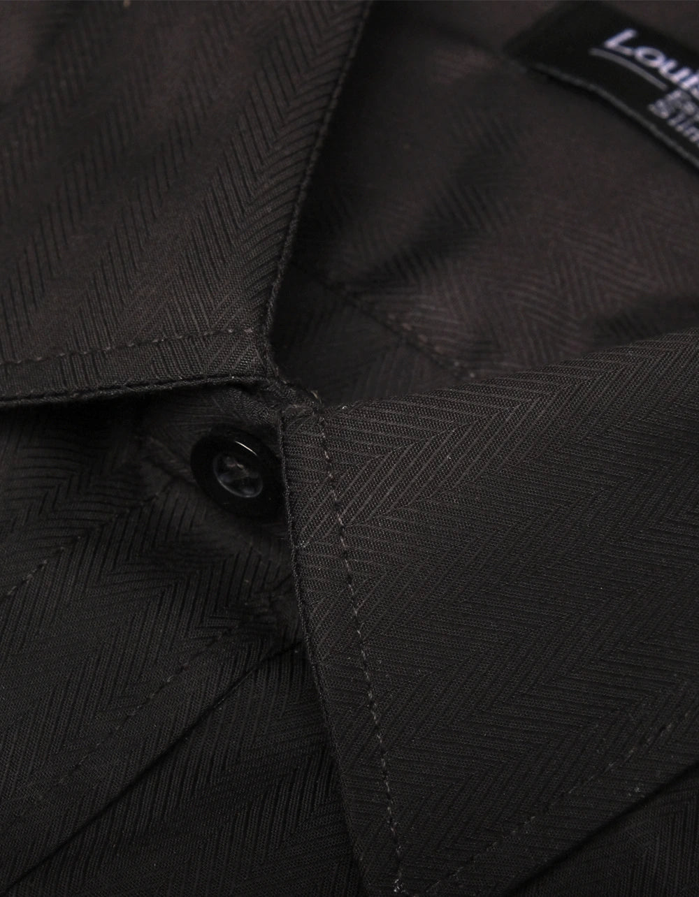 Camisa Manga Larga Negra Textura Espina De Pescado - Moldería slim