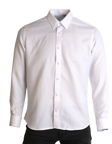 Camisa Manga Larga Blanca Textura Triangulos - Moldería slim