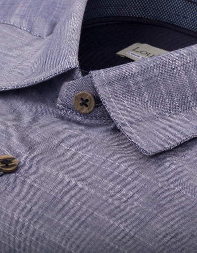 Camisa Manga Larga Azul Clara Con Botones de Coco - Moldería slim