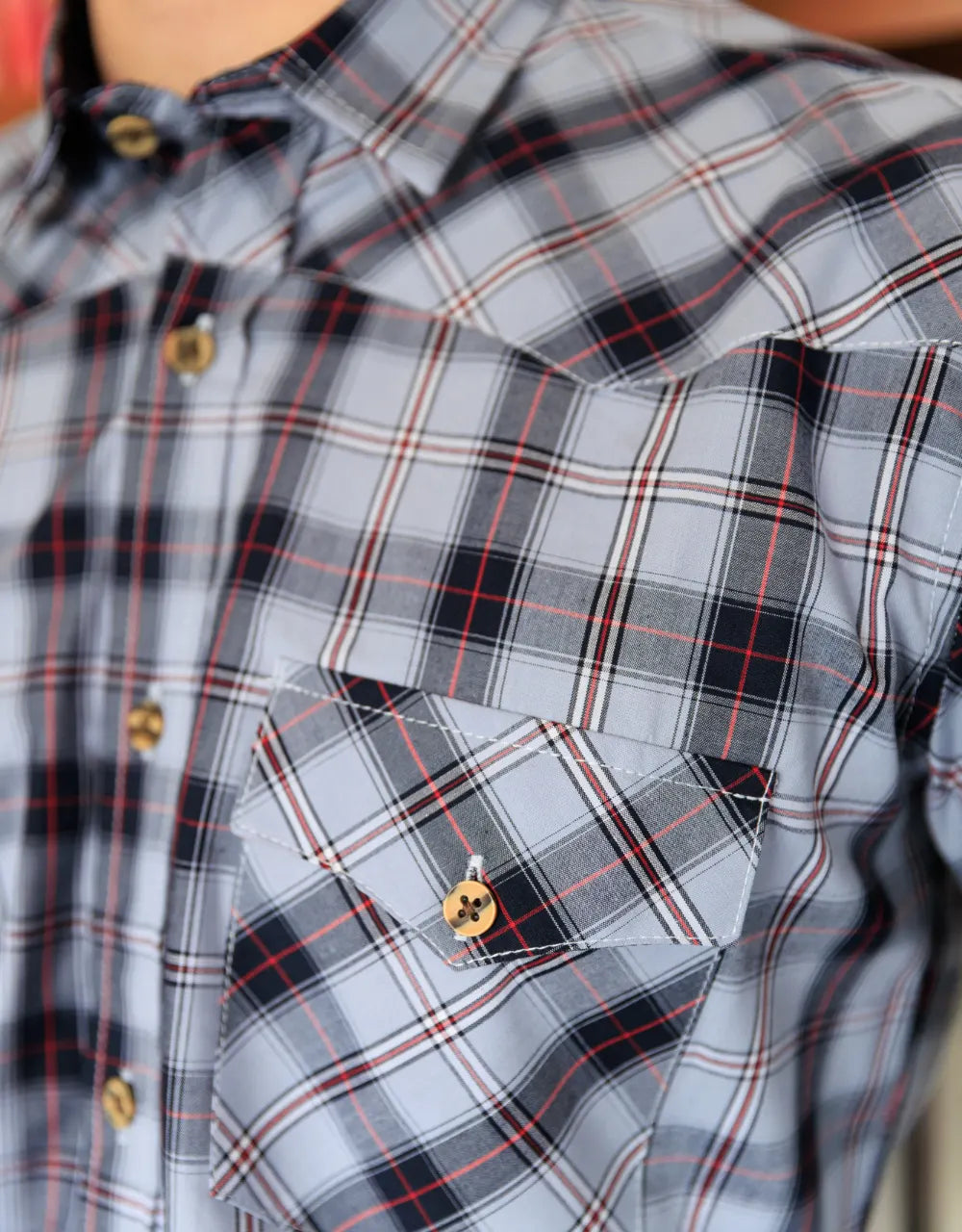 Camisa Texana Cuadros Azul Claro - Moldería slim