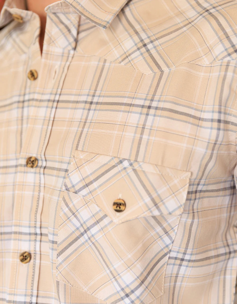 Camisa Texana Cuadros Beige - Moldería slim