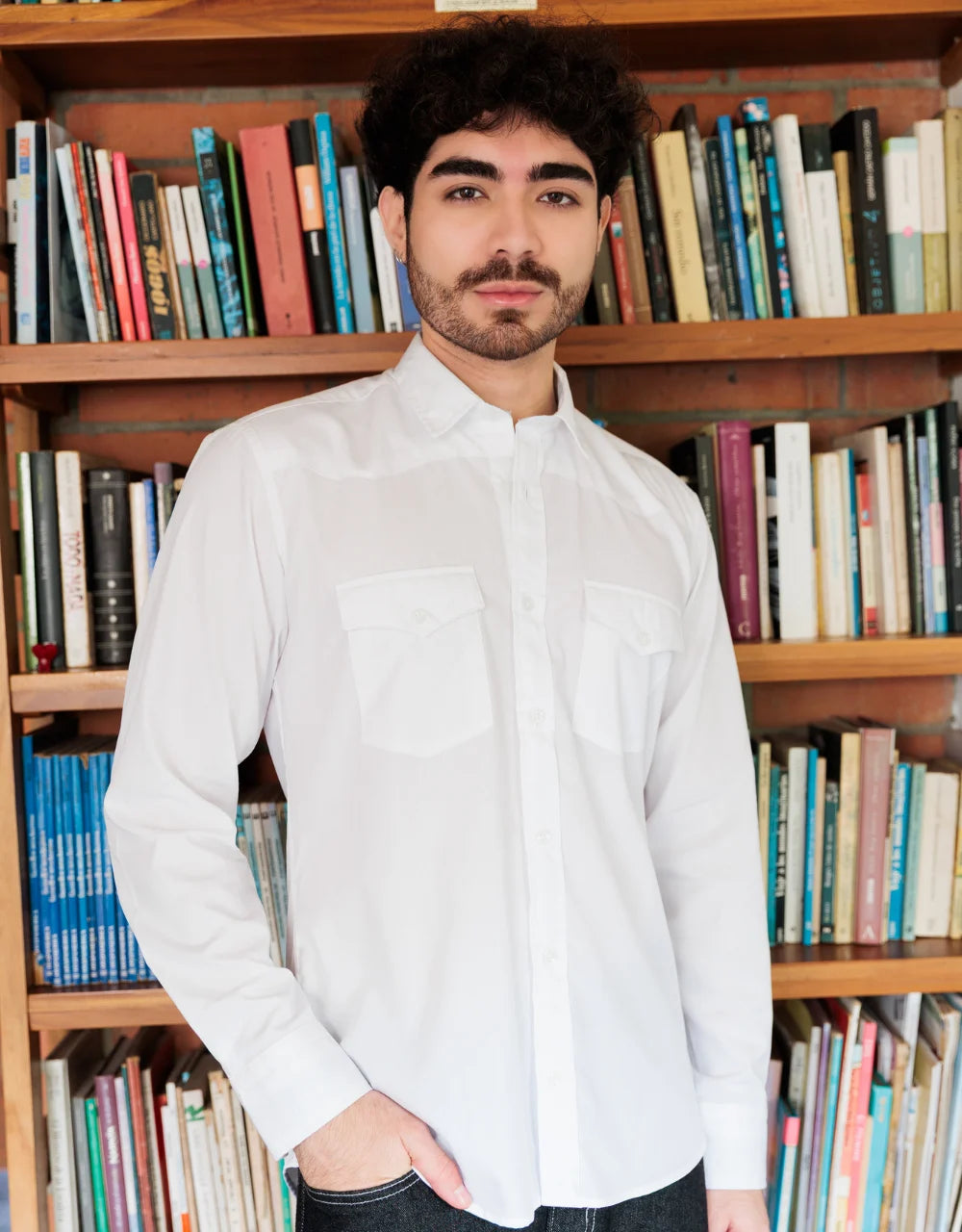 Camisa Texana Blanca - Moldería slim