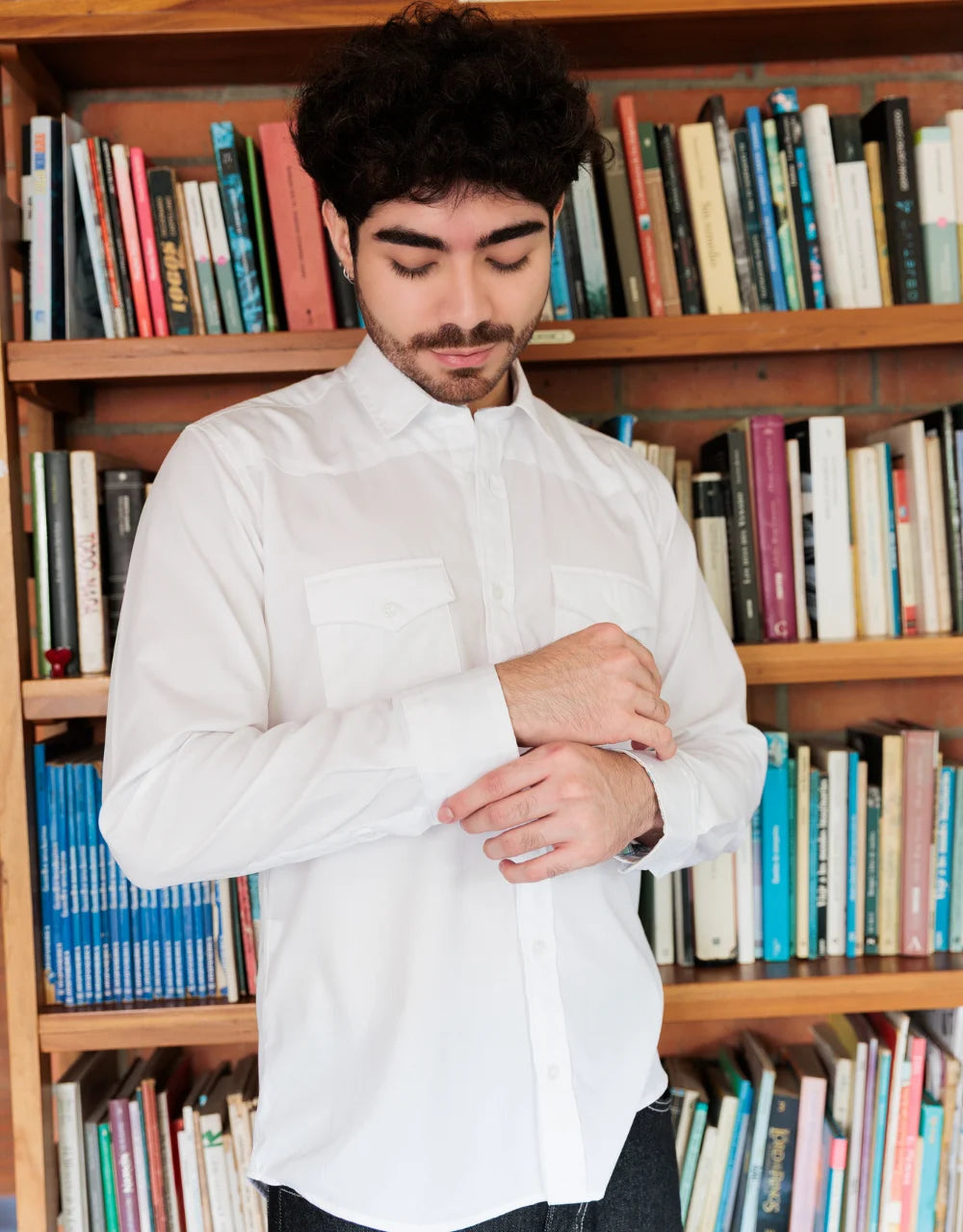 Camisa Texana Blanca - Moldería slim