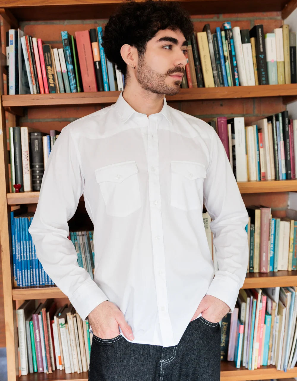 Camisa Texana Blanca - Moldería slim