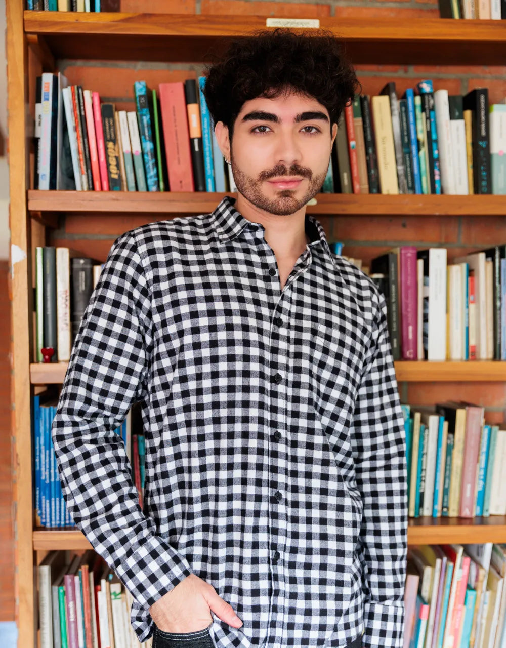 Leñadora Manga Larga Cuadros Negros Y Blancos - Moldería informa