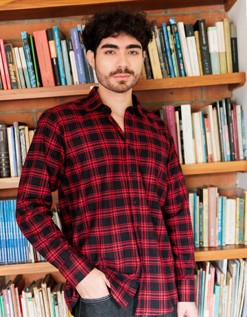 Leñadora Manga Larga Cuadros Rojos Y Negros - Moldería informal