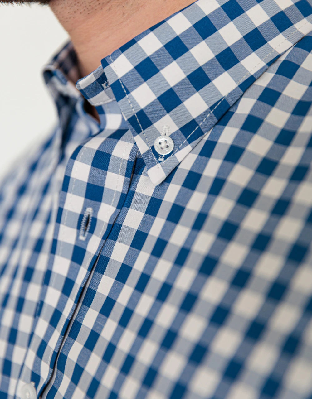 Camisa Manga Corta Cuadros Azules  - Mordería clásica