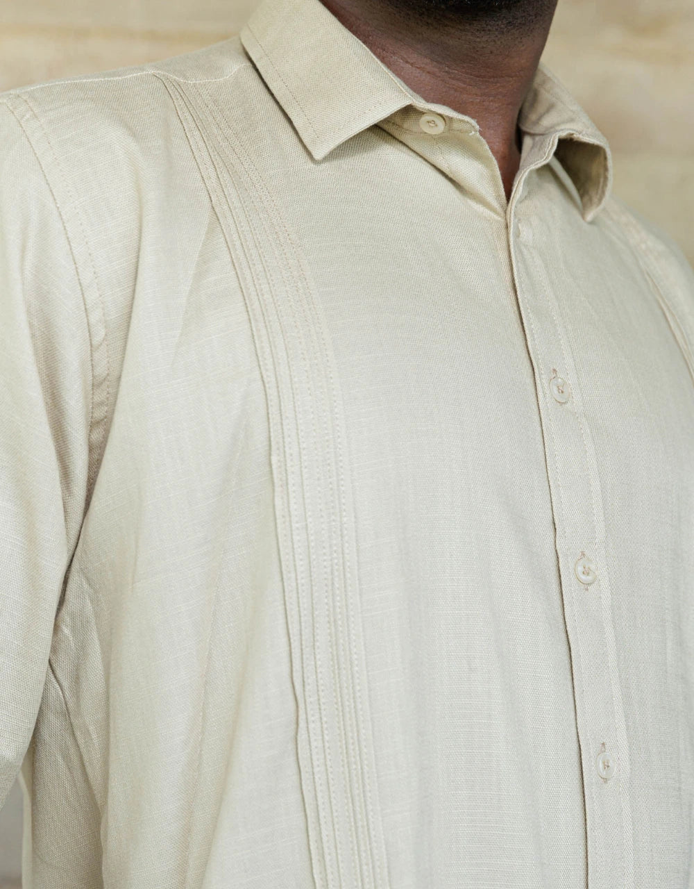 Guayabera Soluma Beige Manga Corta  - Moldería informal