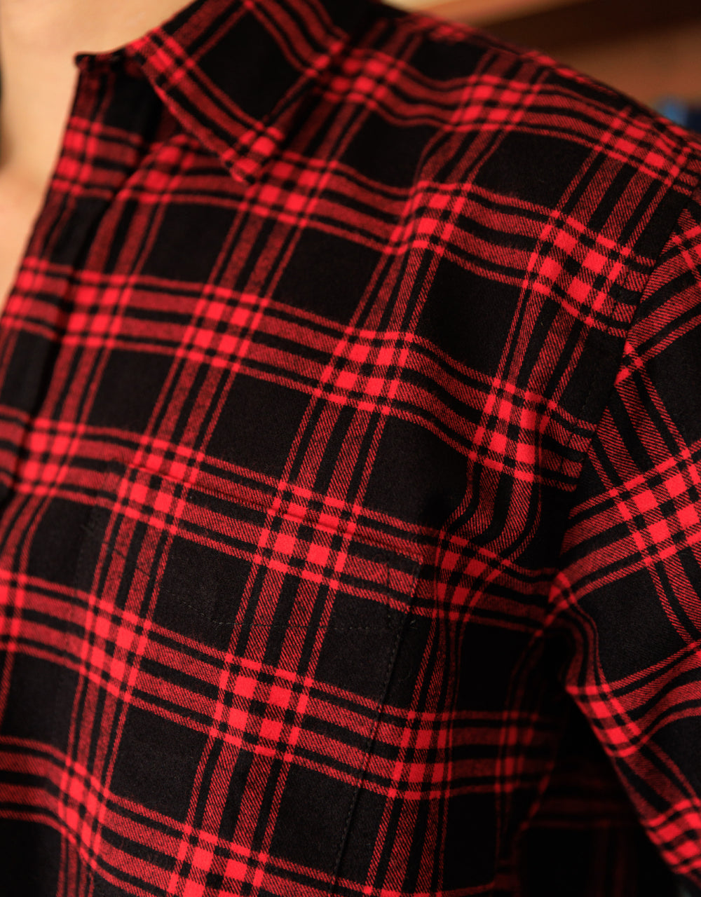 Leñadora Manga Larga Cuadros Rojos Y Negros - Moldería informal