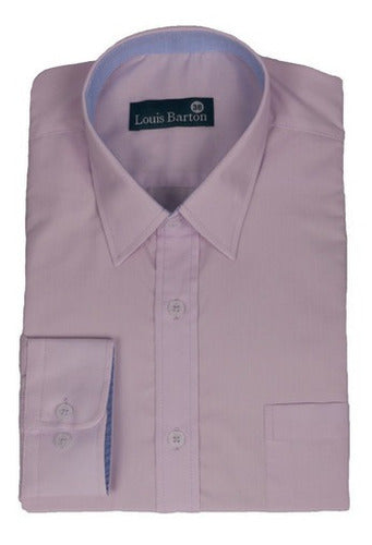 Camisa Manga Larga Color Rosa Pálido Sin Textura - Moldería slim
