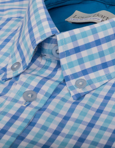 Camisa a Cuadros Azules Manga Larga - Moldería informal
