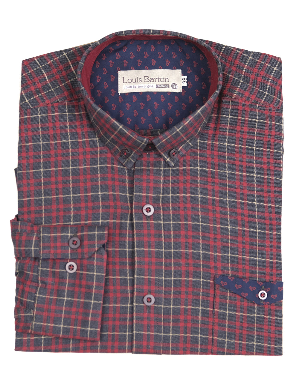 Camisa Manga Larga Cuadros Azules y Rojos - Moldería slim