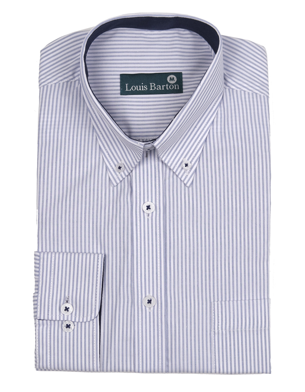 Camisa Manga Larga Rayas Verticales Azul Claro - Moldería Clásica