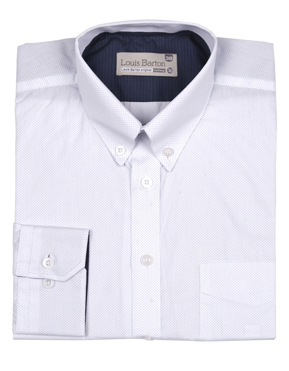 Camisa Manga Larga Blanca Puntos Azules - Moldería informal