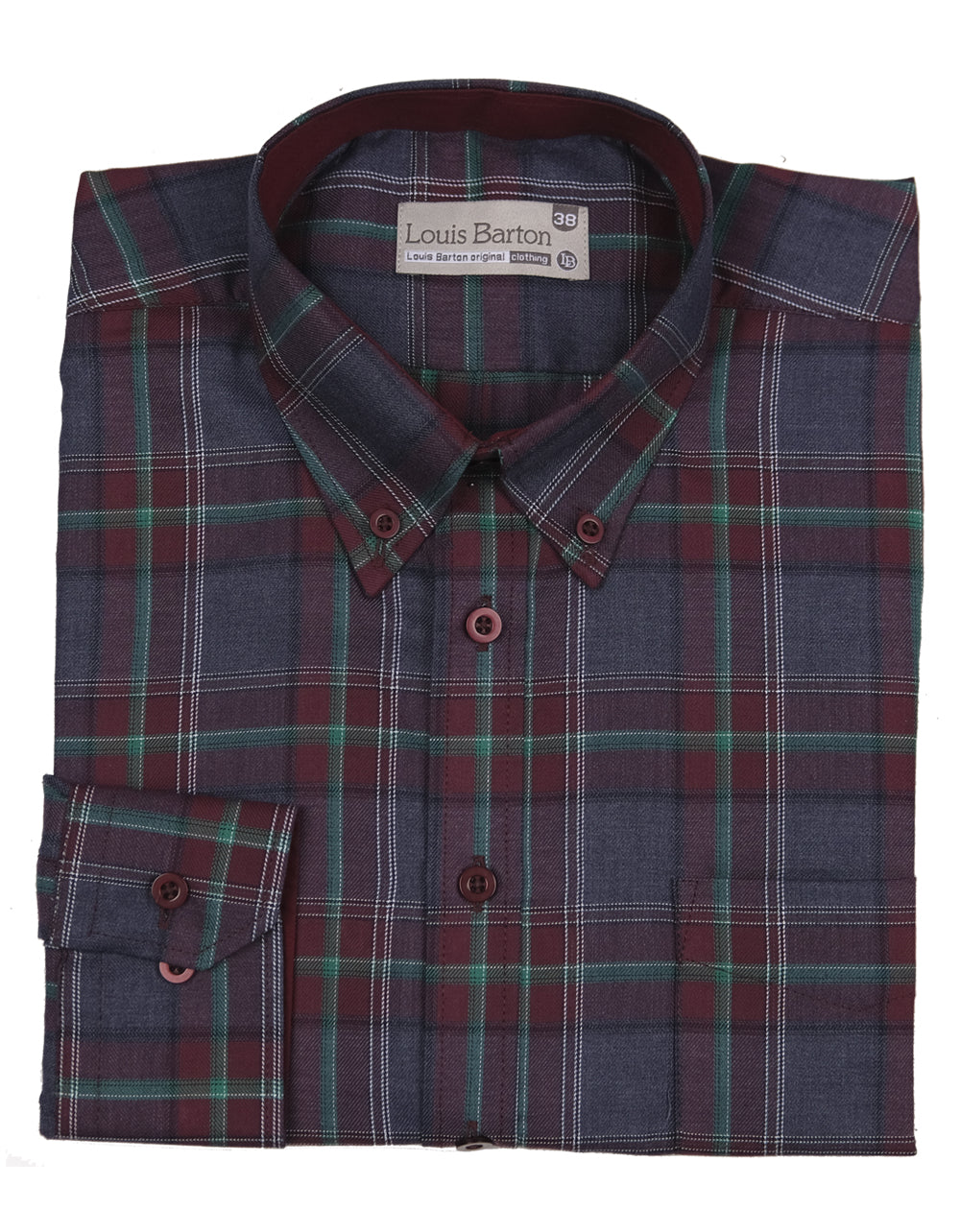 Camisa Manga Larga Cuadros Gris Oscuro y Rojo - Moldería informal