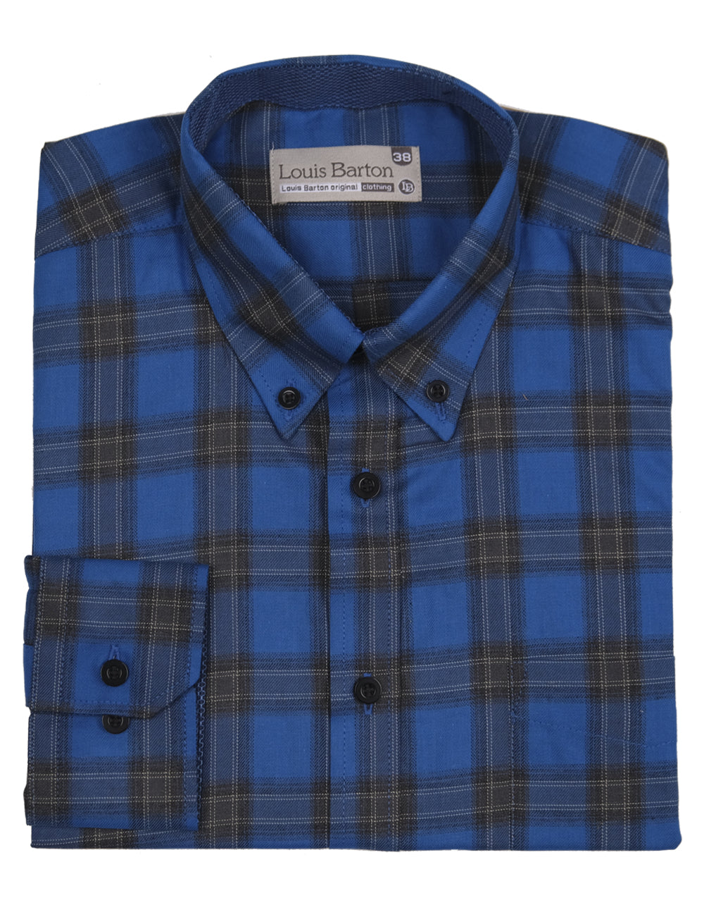 Camisa Manga Larga Cuadros Azules y Negros - Moldería informal
