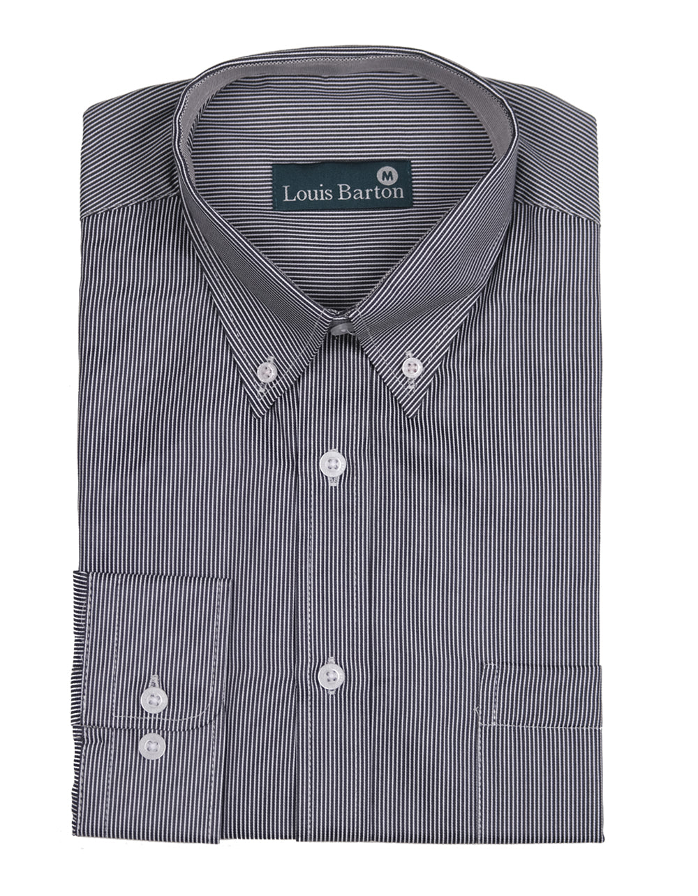 Camisa Manga Larga Rayas Verticales grices - Moldería Clásica