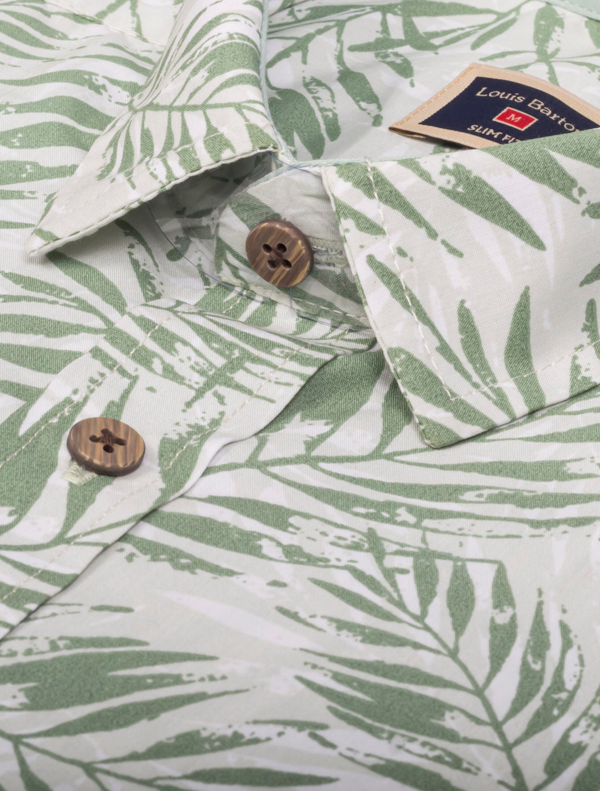 Camisa Manga Larga Estampado Hojas Verdes - Moldería slim