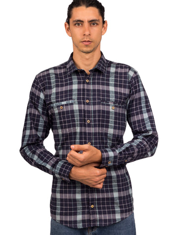 Leñadora Azul Oscuro Manga Larga - Moldería informal