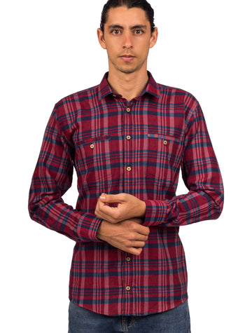 Leñadora Roja y Azul Manga Larga - Moldería informal