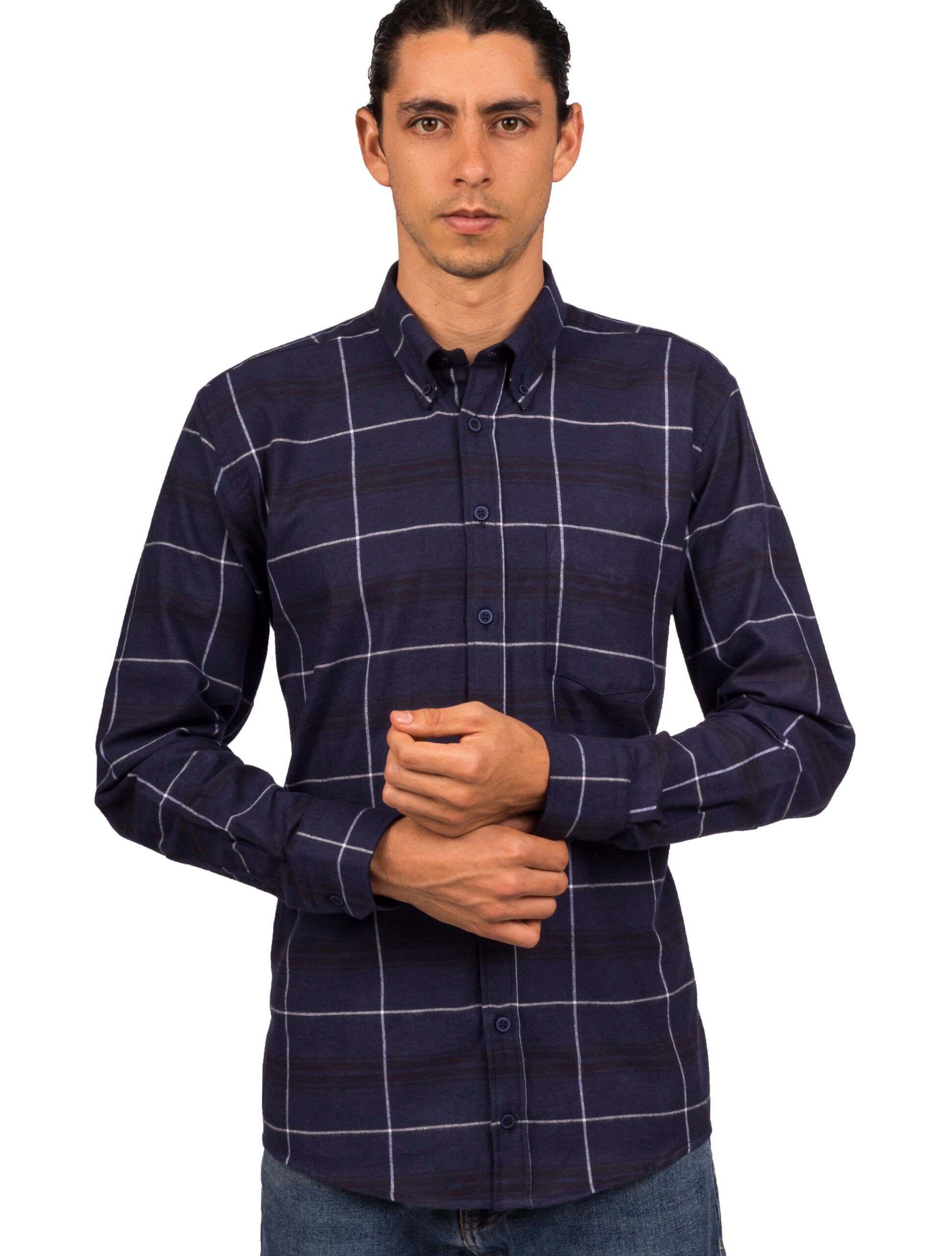 Camisa Manga Larga Leñadora Azul - Moldería informal