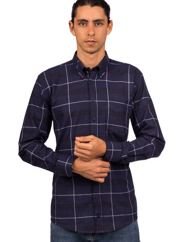 Camisa Manga Larga Leñadora Azul - Moldería informal