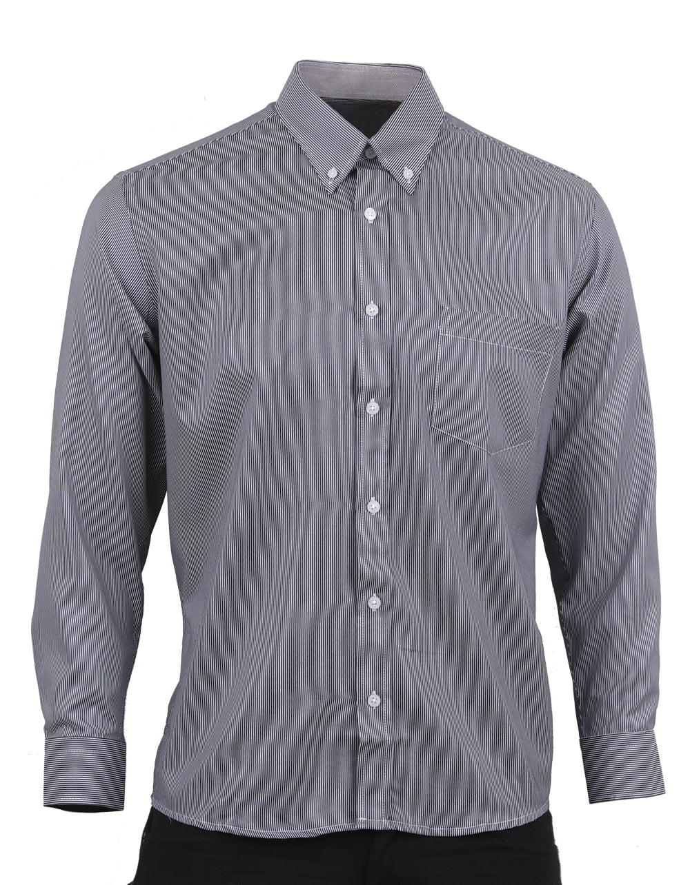 Camisa Manga Larga Rayas Verticales grices - Moldería Clásica