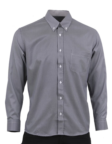 Camisa Manga Larga Rayas Verticales grices - Moldería Clásica
