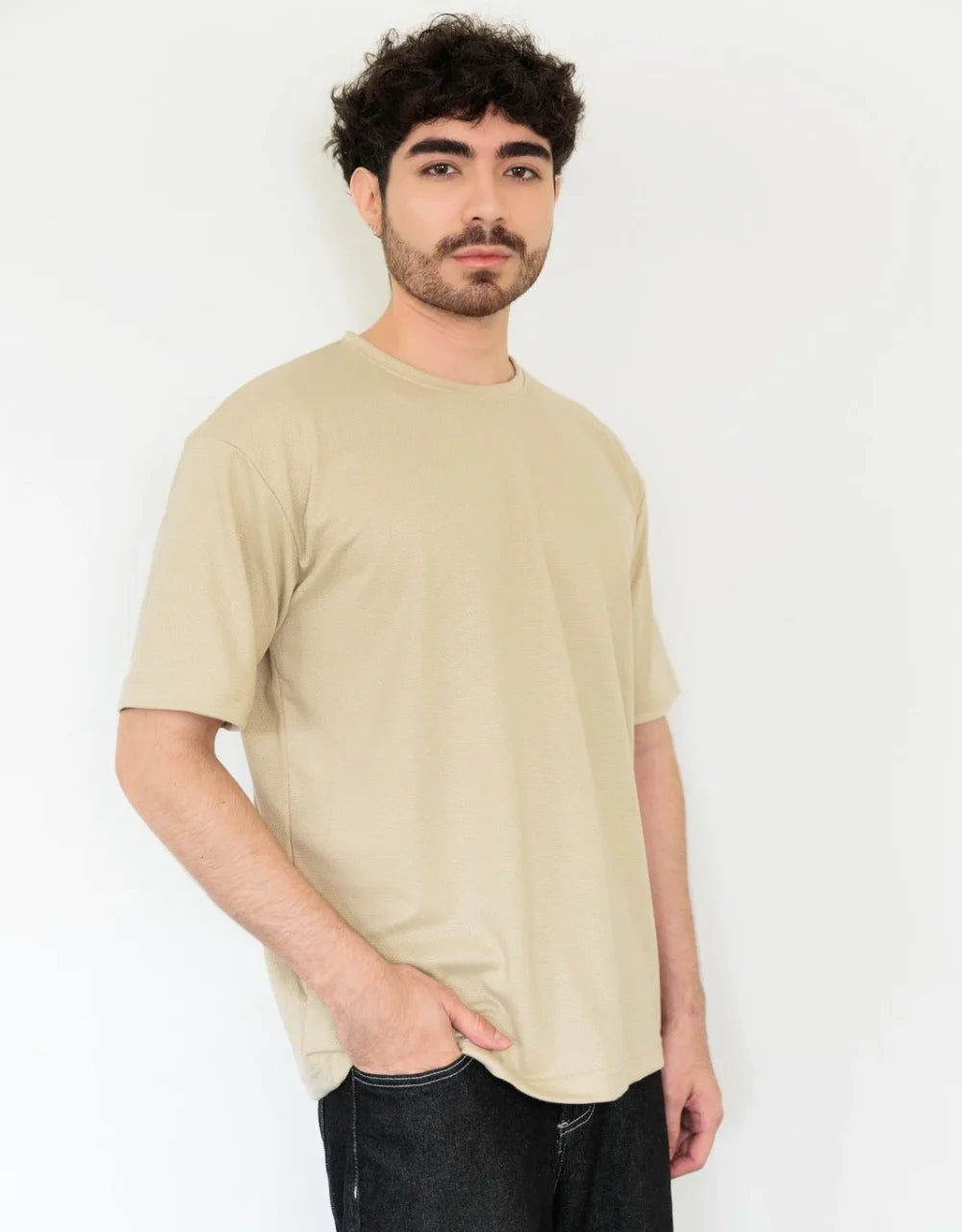 Camiseta Oversize Caqui Textura Hexágonos