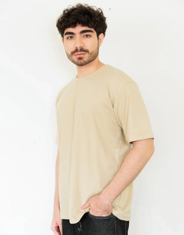 Camiseta Oversize Caqui Textura Hexágonos