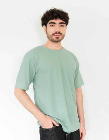 Camiseta Oversize Verde Menta Textura Rayas