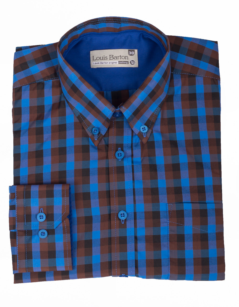 Camisa Manga Larga Cuadros Azul Negro y Vinotinto - Moldería informal