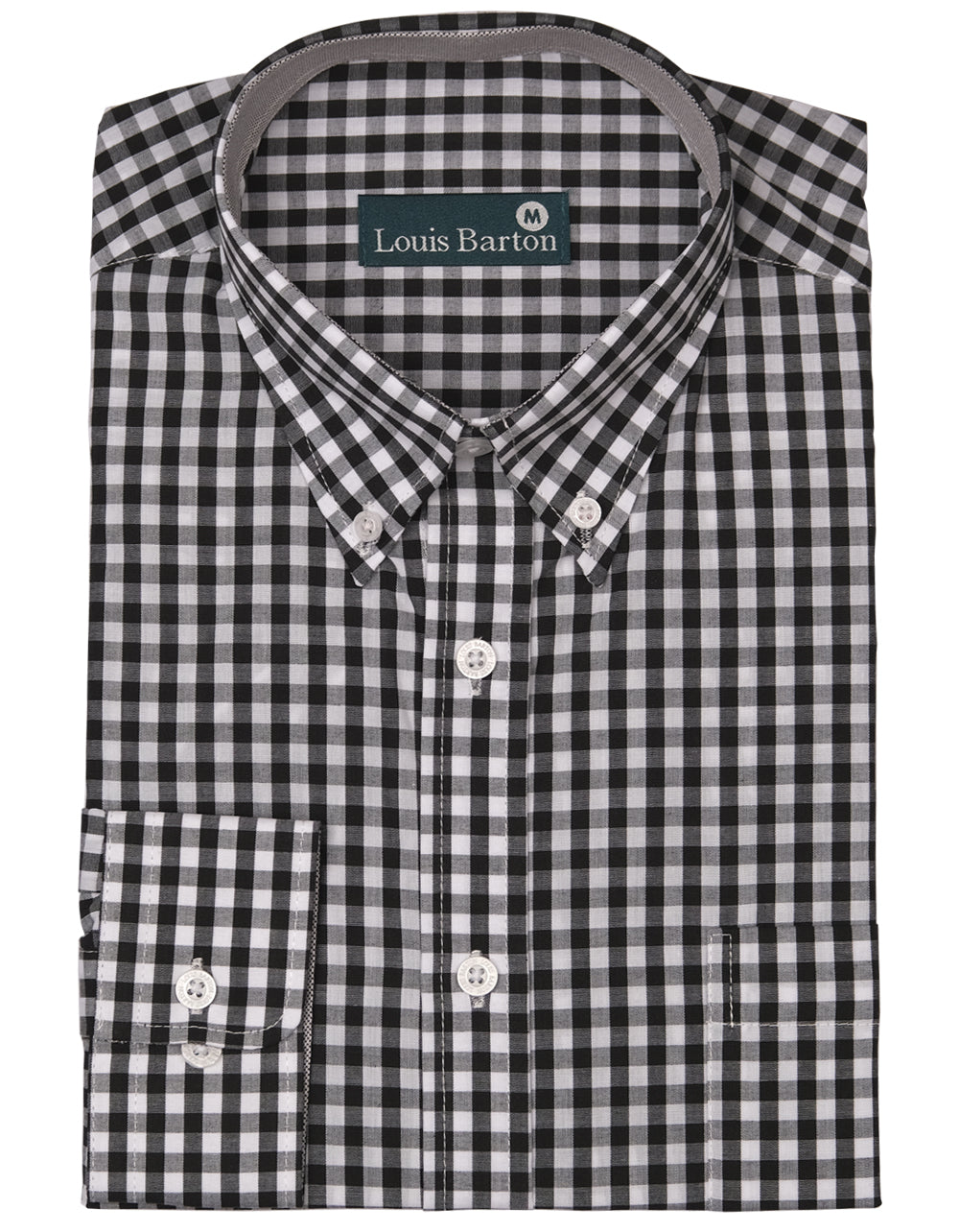 Camisa Manga Larga Cuadros Grandes Negros - Moldería clásica