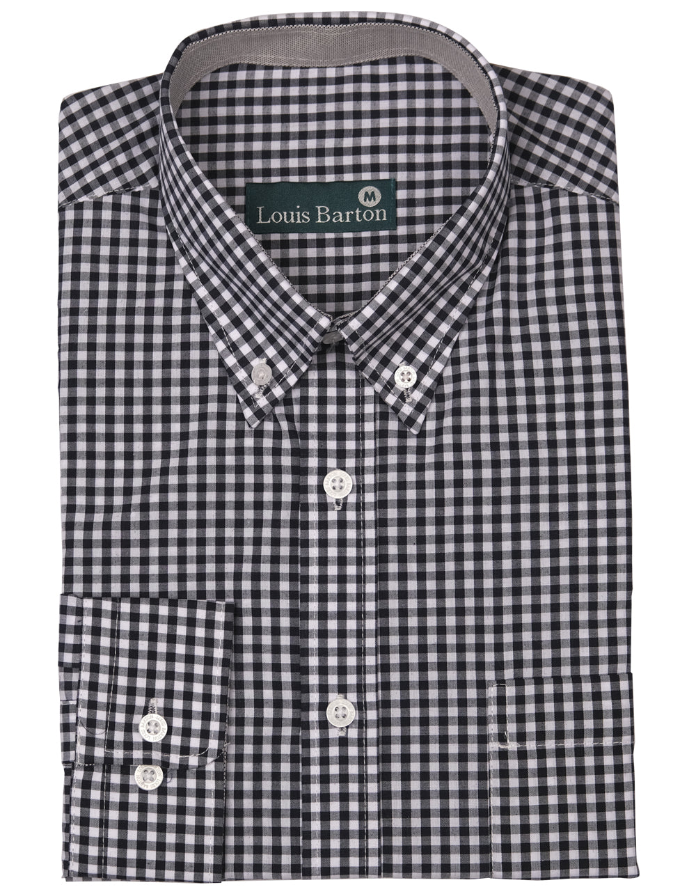 Camisa Manga Larga Cuadros Medianos Negros - Moldería clásica