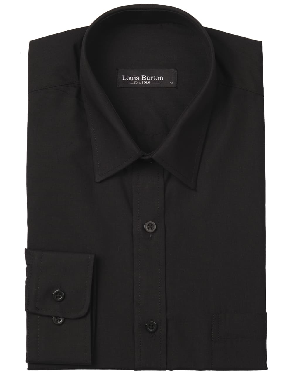 Camisa Manga Larga Sin Textura Color Negro - Moldería Clásica
