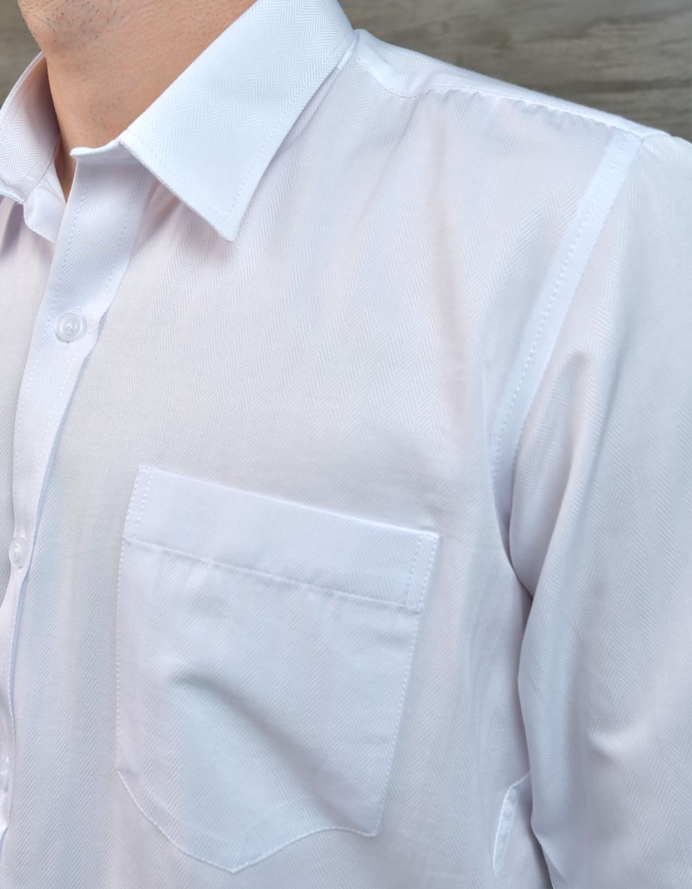 Camisa Manga Larga Blanca Textura Espina de Pescado - Moldería slim