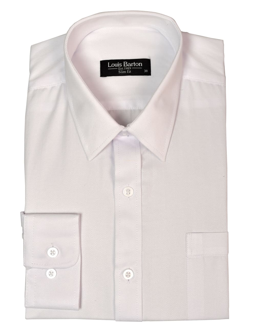 Camisa Manga Larga Blanca Textura Espina de Pescado - Moldería slim